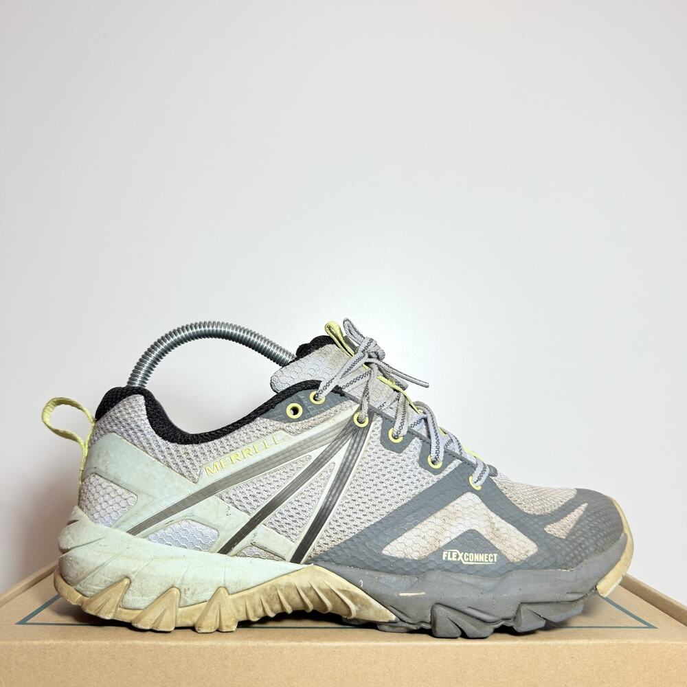 Merrell MQM Flex Hyperlock Womens 8.5 Gray Aqua Trail Running Hiking Shoes